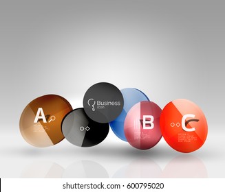 infografía del círculo de vidrio. Fondo de plantilla de vector para diseño de flujo de trabajo de impresión, diagrama, opciones de número o banner de diseño web