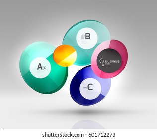 infografía del círculo de vidrio. Fondo de plantilla de vector para diseño de flujo de trabajo de impresión, diagrama, opciones de número o banner de diseño web