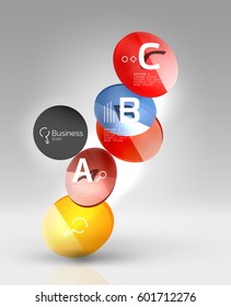 Infografiken des Glaskreises. Vektorgrafik-Vorlagenhintergrund für das Layout, das Diagramm, die Zahlenoptionen oder den Webdesign-Banner