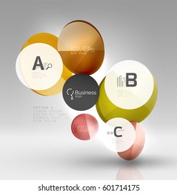Glass circle infographics. Vector template background for print workflow layout, diagram, number options or web design banner