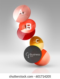 infografía del círculo de vidrio. Fondo de plantilla de vector para diseño de flujo de trabajo de impresión, diagrama, opciones de número o banner de diseño web