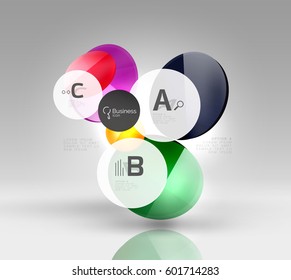 Infografiken des Glaskreises. Vektorgrafik-Vorlagenhintergrund für das Layout, das Diagramm, die Zahlenoptionen oder den Webdesign-Banner