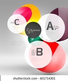 Glass circle infographics. Vector template background for print workflow layout, diagram, number options or web design banner