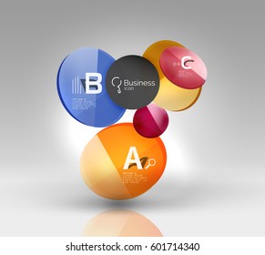 Glass circle infographics. Vector template background for print workflow layout, diagram, number options or web design banner