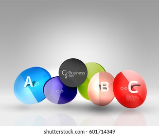 infografía del círculo de vidrio. Fondo de plantilla de vector para diseño de flujo de trabajo de impresión, diagrama, opciones de número o banner de diseño web