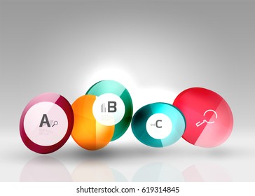 Glass circle infographics. Vector template background for print workflow layout, diagram, number options or web design banner