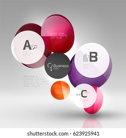 infografía del círculo de vidrio. Fondo de plantilla de vector para diseño de flujo de trabajo de impresión, diagrama, opciones de número o banner de diseño web
