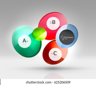 infografía del círculo de vidrio. Fondo de plantilla de vector para diseño de flujo de trabajo de impresión, diagrama, opciones de número o banner de diseño web