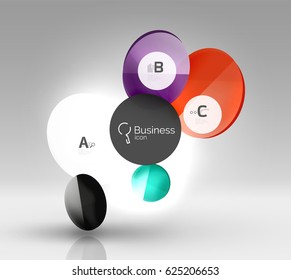 infografía del círculo de vidrio. Fondo de plantilla de vector para diseño de flujo de trabajo de impresión, diagrama, opciones de número o banner de diseño web