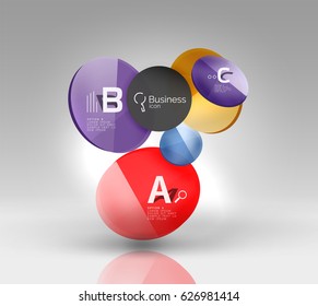Glass circle infographics. Vector template background for print workflow layout, diagram, number options or web design banner