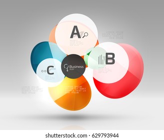 Glass circle infographics. Vector template background for print workflow layout, diagram, number options or web design banner