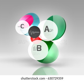 Glass circle infographics. Vector template background for print workflow layout, diagram, number options or web design banner
