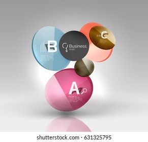 Glass circle infographics. Vector template background for print workflow layout, diagram, number options or web design banner