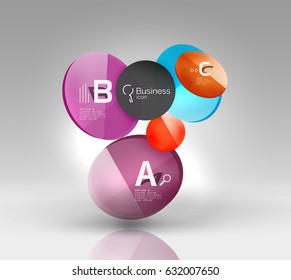 infografía del círculo de vidrio. Fondo de plantilla de vector para diseño de flujo de trabajo de impresión, diagrama, opciones de número o banner de diseño web