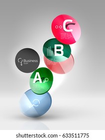 infografía del círculo de vidrio. Fondo de plantilla de vector para diseño de flujo de trabajo de impresión, diagrama, opciones de número o banner de diseño web