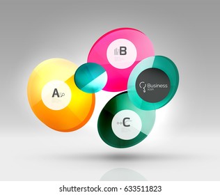 infografía del círculo de vidrio. Fondo de plantilla de vector para diseño de flujo de trabajo de impresión, diagrama, opciones de número o banner de diseño web