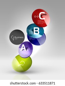 Glass circle infographics. Vector template background for print workflow layout, diagram, number options or web design banner