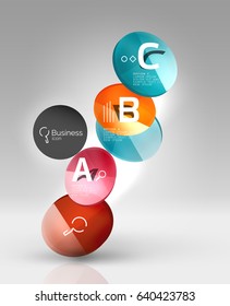 infografía del círculo de vidrio. Fondo de plantilla de vector para diseño de flujo de trabajo de impresión, diagrama, opciones de número o banner de diseño web