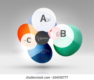 Glass circle infographics. Vector template background for print workflow layout, diagram, number options or web design banner