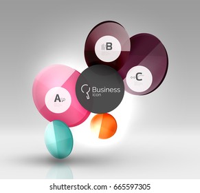 Glass circle infographics. Vector template background for print workflow layout, diagram, number options or web design banner