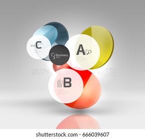 Glass circle infographics. Vector template background for print workflow layout, diagram, number options or web design banner