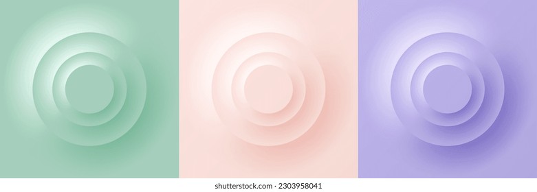 Glass circle on rectangle plastic background with ring shadow effect Round shapes abstract art