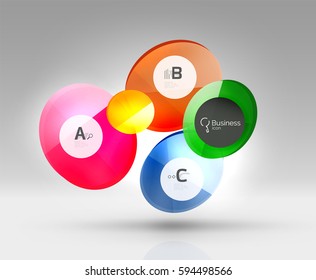 Banner de círculos de vidrio en espacio 3d