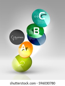 Banner de círculos de vidrio en espacio 3d