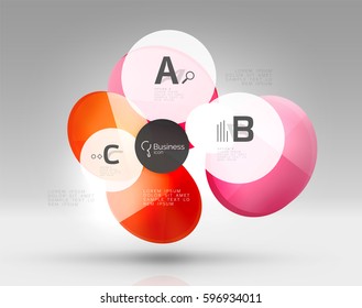 Banner de círculos de vidrio en espacio 3d