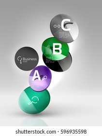 Glass circles banner in 3d space