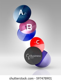 Banner de círculos de vidrio en espacio 3d