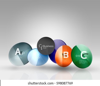 Banner aus Glaskreisen im 3D-Raum