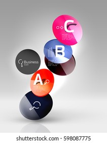 Banner de círculos de vidrio en espacio 3d