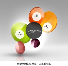 Glass circles banner in 3d space