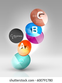 Glass circles banner in 3d space