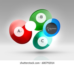 Glass circles banner in 3d space