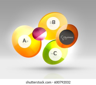 Glass circles banner in 3d space