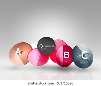 Glass circles banner in 3d space