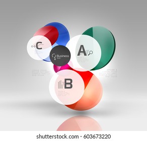 Banner de círculos de vidrio en espacio 3d