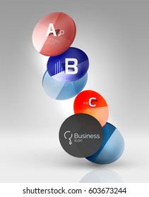 Glass circles banner in 3d space