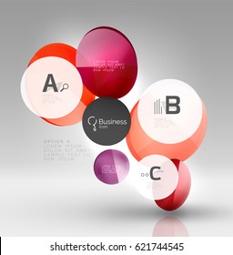 Glass circles banner in 3d space