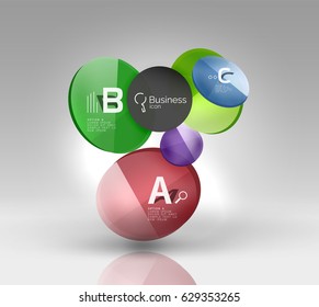 Glass circles banner in 3d space