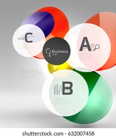 Glass circles banner in 3d space