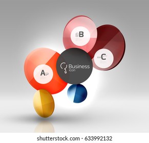 Glass circles banner in 3d space