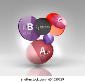 Glass circles banner in 3d space