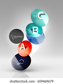 Glass circles banner in 3d space