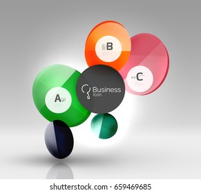 Glass circles banner in 3d space