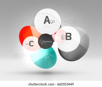 Banner de círculos de vidrio en espacio 3d