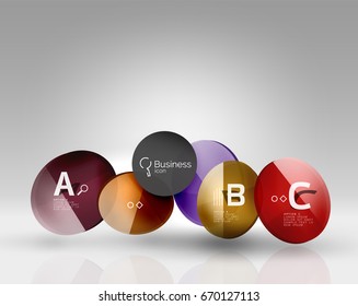 Glass circles banner in 3d space