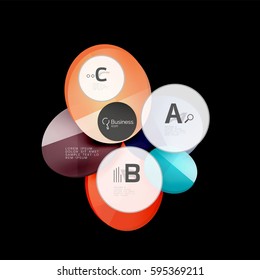 Círculos de vidro em preto, plano de fundo abstrato vetorial